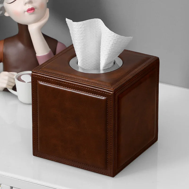 Handcrafted Leather Tissue Holder